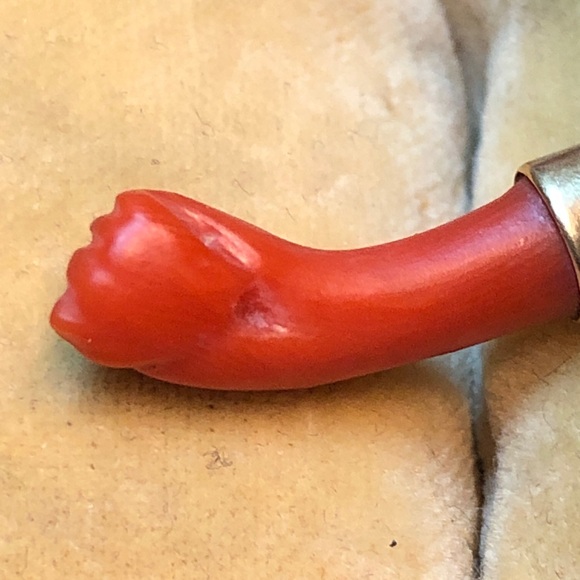 Antique coral Mano figa 18k - Picture 14 of 17